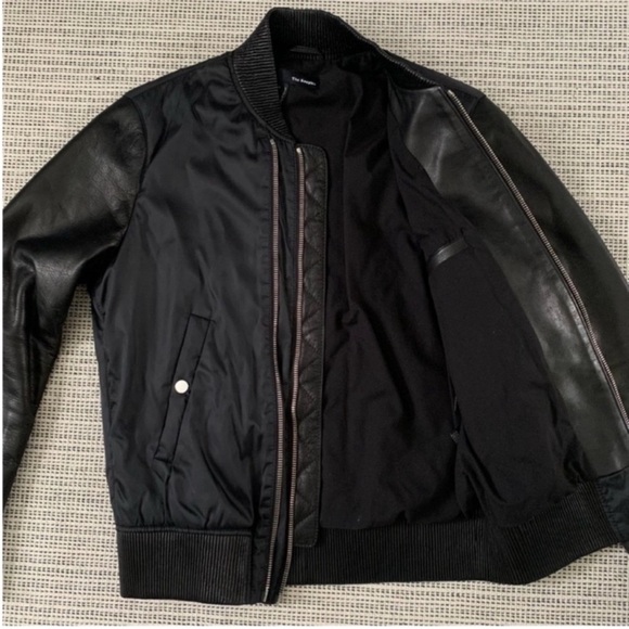 THE KOOPLES Double Zip Leather Arm Bomber Jacket Size Medium - Picture 5 of 16